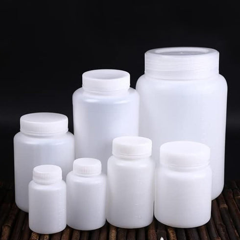 Bettomshin 2Pcs 500ml PE Plastic(Food Grade) Bottles, Wide Mouth Lab Reagent Bottle, Liquid/Solid Sample Seal Sample Storage Container with Gradua...
