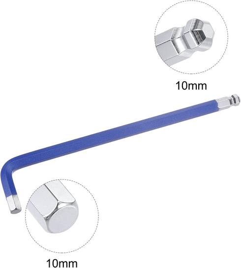 uxcell 10mm Ball End Hex Key Wrench, L Shaped Long Arm S2 Steel Repairing Tool...