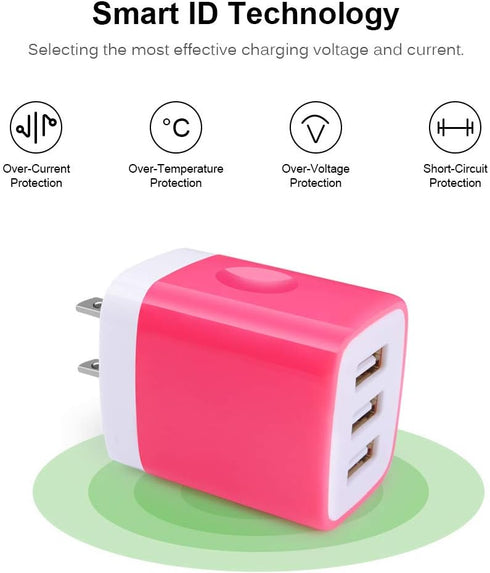 Wall Charger Adapter,USB Cubes,3Pack Universal Travel 3.1A 3 Muti Port Plug Charging Block Compatible with iPhone 16,15,14,13,12,11,SE,X,Plus,Sams...
