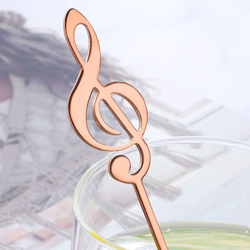 Coffee Spoons Tea Dessert Espresso Musical Note Stainless Steel 304 Long Handle Black Rose Gold Blue Purple Rainbow Silver Megic Red Set of 8...