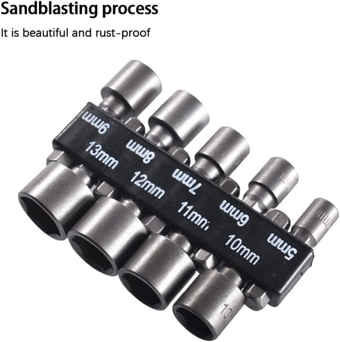 9pcs Power Nuts Driver Drill Bit Tool,SAE and Metric,1/4" Hex Head Drill Bit Set Screwdriver Socket Set,Nut Driver Set,Set Metric Socket Wrench Sc...
