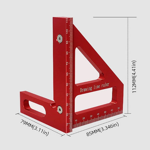 3D Multi-Angle Measuring Ruler,45/90 Degree Aluminum Alloy Woodworking Square Protractor,Drawing Line Ruler, Miter Triangle Ruler High Precision L...