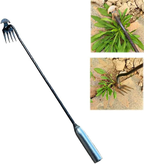 2023 New Weeding Artifact Uprooting Weeding Tool, Premium Manganese Steel Forged Weed Puller 4 Teeth Dual Purpose Weeder, Hand Weeder Tool for Gar...