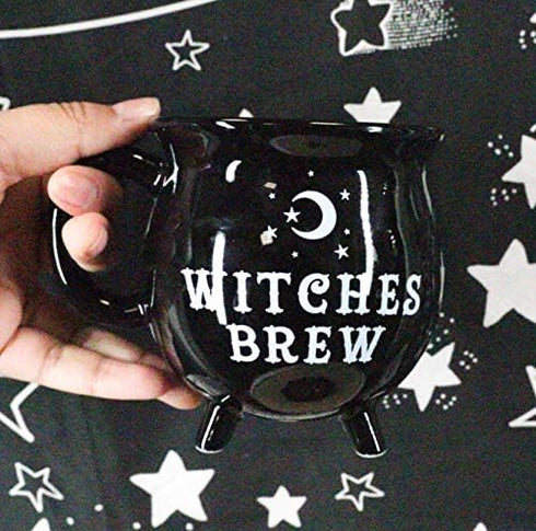 Ebros Wicca Sacred Crescent Moon Witches Brew Black Cauldron Mug Cup 14oz Coffee Tea Drink Cup Mugs...