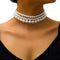 Missgrace Boho Women Wedding Party Prom Vintage Pearl Silver Gold Chain Chokers Multilayer Pearl Choker Necklace Pearl Simple Statement Bride Chok...