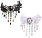 2 Pack Black White Droplet Elegant Vintage Princess Lace Gothic Statement Necklace Bracelet Victorian Tassel Flower Choker Pendant Vampire Neck Ch...