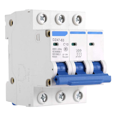 YWBL-WH 3 Pole Miniature Circuit Breaker Safety Breaker DZ47-63 AC 400V 6/10/16/20A(10A), Breaker...
