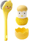 2 PCS Yellow Duck +Yellow chicken Dish Brush Handle Built-in Scraper, Scrub Brush for Pans, Pots, Kitchen Sink Cleaning...