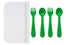 5 Piece Plastic Toddler Silverware Spoon and Fork Utensil Set - Reusable Toddler Cutlery with Hygienic Travel Pouch (Green)...
