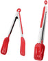 Cooking Tongs 9 inches and 12 inches Stainless Steel Kitchen Silicone Serving Tong Heat Resistant Meat Turner Spatula Tong Fish Tongs with Locking...