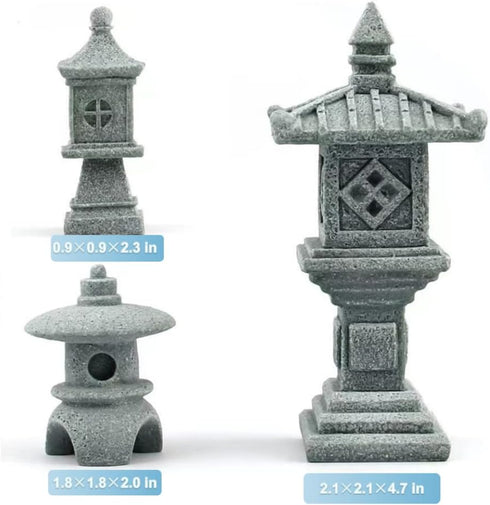 Miniature Fairy Garden Decoration Set,3 Japanese Lantern,10 Stepping Stone Mini Fairy Decor for Garden & Patio Micro Landscape Yard Bonsai Decorat...