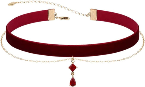 Fuqimanman2020 Gothic Black Velvet Red Pendant Choker Necklace for Women Lace Chokers Witch Bride Vampire Choker Necklace Aesthetic Jewelry...