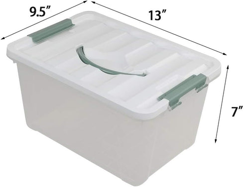 Saedy 14 Quart Latching Box, Great Funtionality Plastic Storage Bin with Lid, Clear Transparent Box with Handles...