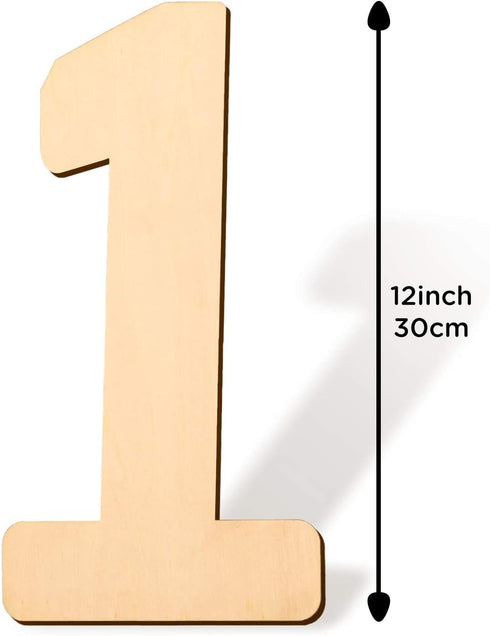 SAVITA 12 Inch Blank Wooden Number 1 Unfinished Wood Slices Sign Board for DIY Craft Projects Home Sign Wall Birthday Wedding Party Decoration (1)...