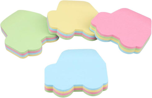 4PCS Car Shaped Sticky Notes, Colored Sticky Notes Car Pink Blue Green Yellow Cute Fun Cool Self-Adhesive Note for Kids School Classroom Office Co...