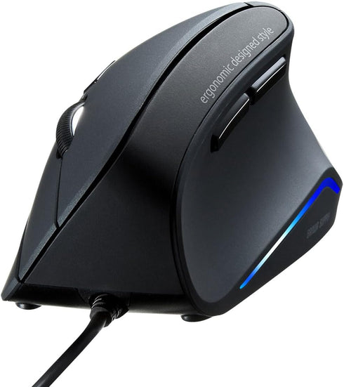 SANWA Wired Ergonomic Mouse, Optical Vertical Computer Mice, Reduce Wrist Strain, (1000/1600 Adjustable DPI, 6 Buttons) Compatible with MacBook, L...