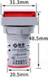 3pcs Digital Display AC Voltage Indicator, 22mm Square Head LED Voltage Tester AC50~500V Voltmeter Monitor Green red Yellow...