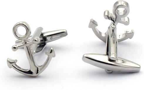 Sailing Boat Yacht Anchor Smart Shirt Tie Clip and Cufflinks Set...
