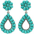 Western Squash Blossom Turquoise Cluster Teardrop Turquoise Post Earring Naja...