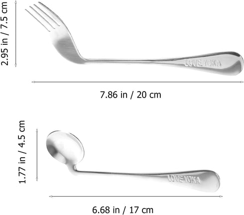 Healvian 3pcs Adaptive Utensils,Adaptive Forks and Spoon Set,Left Handed Grip Easy Offset Spoon and Fork for Hand Tremors Built Up Handicap Utensi...
