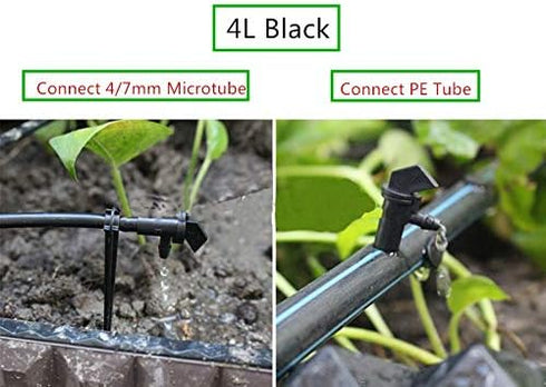 Lxcom Lighting 100 Pack 1 GPH Flag Drip Emitter Drip Emitters 4L/H Emitter Sprinkler Drippers System Parts Connect 4mm/7mm Hose for Lawn Vegetable...