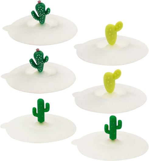 Wrapables® Cactus Silicon Cup Lids, Anti-Dust Airtight Mug Covers for Hot and Cold Beverages (Set of 6)...