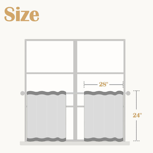 jinchan Kitchen Curtains 24 Inch Linen Textured Cafe Tier Curtains for Living Room Bathroom Farmhouse Half Window Set Light Filtering Rod Pocket D...