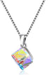 Uloveido Girl's Square Cube Authentic Austrian Crystal Hook Earrings and Rainbow Necklace Sets for Women - 925 Sterling Silver Wedding Engagement ...