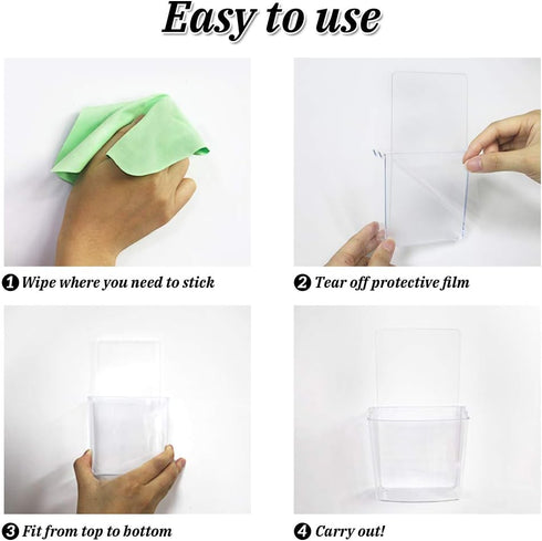 Remote Holder Wall Mount Damage-Free (2 Pack), Clear and Strong Self-adhesive Universal Media Organizer Storage Box for Mobile Phone,Remote Contro...