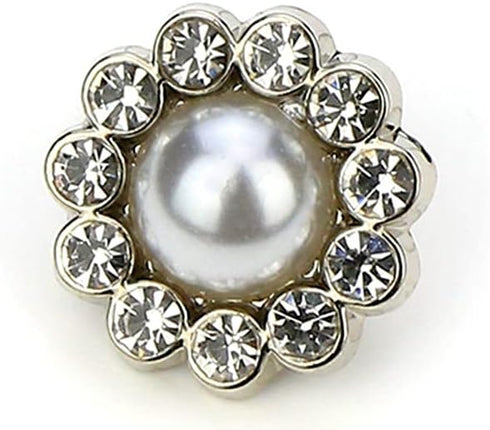 Silver Decorative Rhinestone Faux Pearl Sewing Shank Buttons 20 Pcs - 12.5mm, 1/2"...