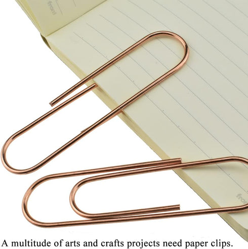 HAHIYO Paper Clips Sturdy 4 inches Length 14 Pack Paperclips Heavy Duty Tight Grip Rust Proof Reusable Metal Bright Rose Gold for Home Office Scho...