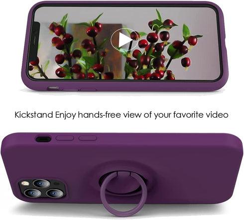 MOCCA Compatible with iPhone 12 Pro Max Phone Case 6.7 inch with Ring Kickstand | Super Soft Microfiber Lining | Anti-Scratch Full-Body Shockproof...