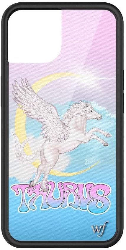 Wildflower Cases - Taurus Case, Compatible with Apple iPhone 13 | Blue, Pegasus, Moon, Sky, Zodiac, Purple, Cute - Protective Black Bumper, 4ft Dr...