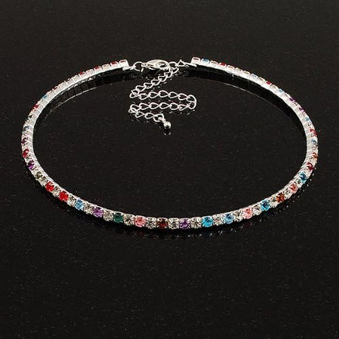 Thin Austrian Crystal Choker Necklace (Multicoloured)...