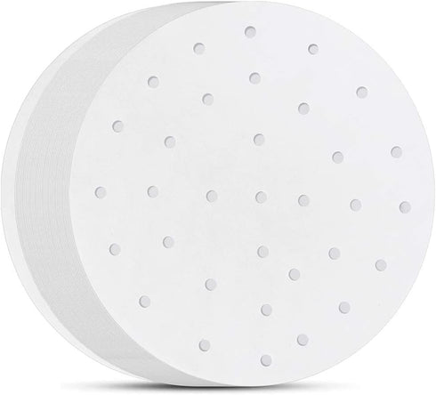 10 Inch Air Fryer Liners, Set of 200, 5/6/7/8/9 Inch Bamboo Steamer Liners/Air Fryer Perforated Parchment Paper for Air Fryer, Steaming Basket and...