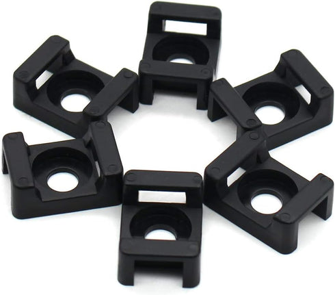 (100 Of Pack) Black 9mm Cable Tie Mount Base Saddle Type Mount Screw Wire Bundle Holder Base Holder Width Cable Large Size 0.75 inch...
