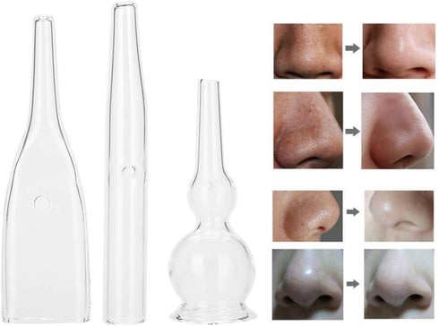 Vacuum Glass Tube, Blackhead Removal Pipes Set Facial Cleansers Whitehead Removing Pipe Kit Machine Accessories Device for Face Suction Pore Clean...