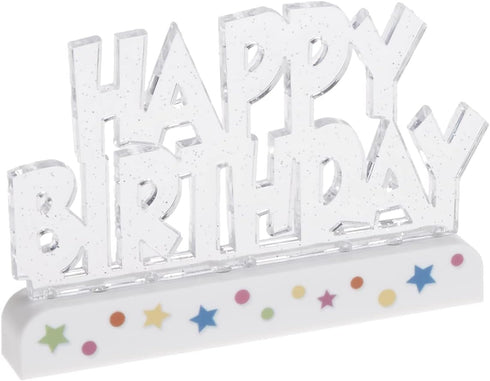 Dazzling Flashing Happy Birthday Cake Decoration - 3.25" x 4.75" (1 Count) - Perfect Celebration Centerpiece...