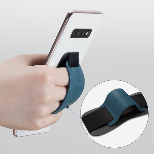 Sinjimoru Silicone Mobile Phone Grip with Stand, Cell Phone Stand for Desk & Secure iPhone Holder Strap for All Smartphone. Sinji Grip Silicone Bl...