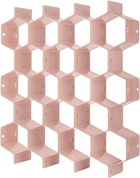 Poeland Drawer Divider Organizer Adjustable DIY Grid Honeycomb Drawer Divider for Underwear Belt Scarf Socks Pink...
