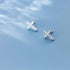 14K White Gold Plated Small Cross Silver Stud Earrings, Hypoallergenic Pave CZ Tiny Cross Stud Earrings for women...