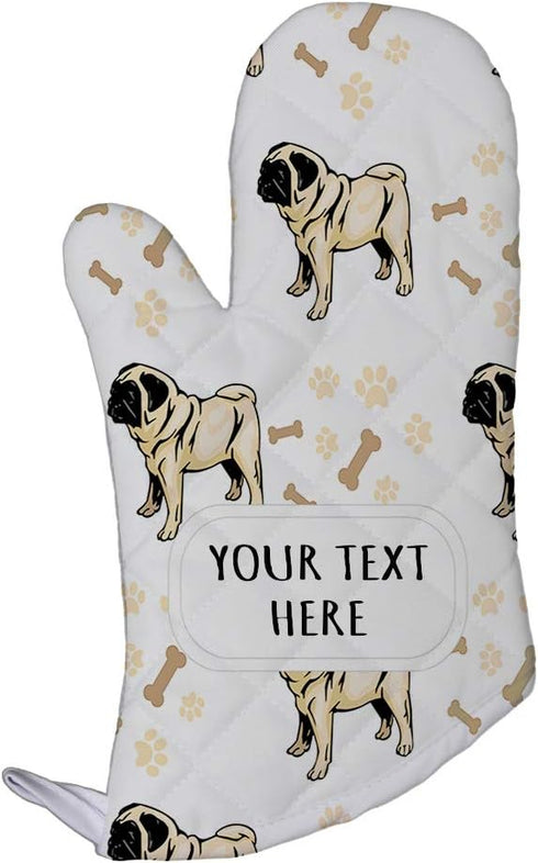 Style In Print Polyester Oven Mitt Custom Pug Dog Breed Pattern A Adults Kitchen Mittens...