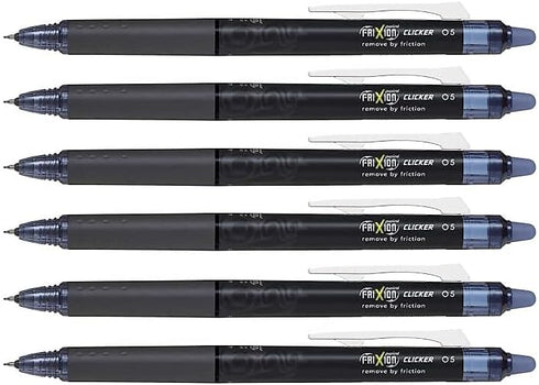 Pilot FriXion Point Clicker 0.5mm, Erasable Gel Needle tip Pens, Extra Fine Point, 6 pack (Navy Blue)...