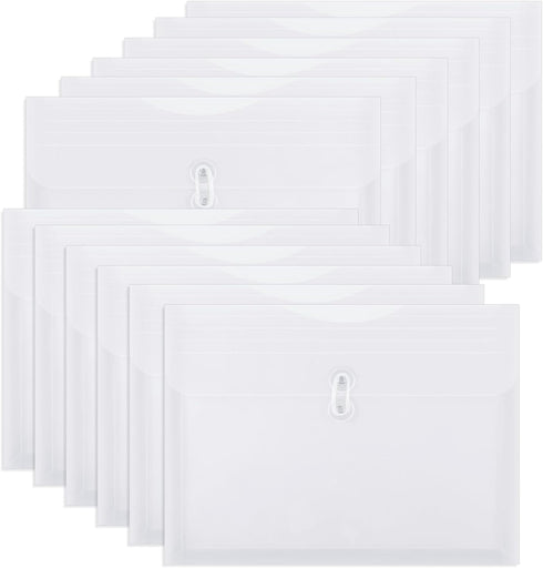 12 Pcs Letter Size Plastic Envelopes with String Closures Employee File Folders Reusable Poly Pockets Side Load Plastic Document Envelope Plastic ...