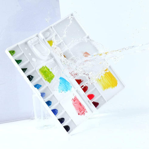 Transon 25wells Compact Paint Palette Box with Lid for Paint Color Mixing...
