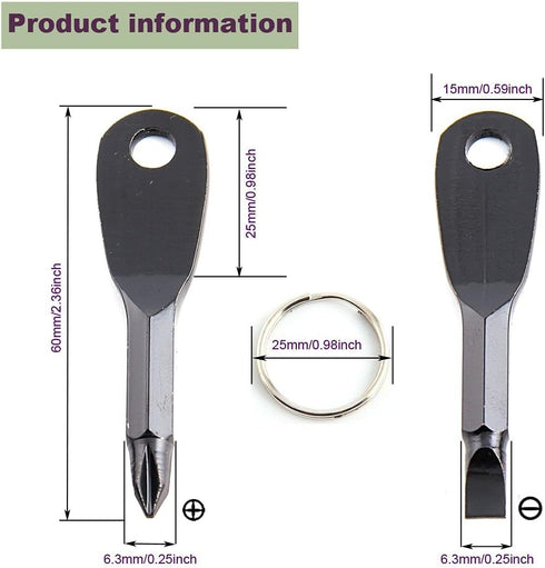 Keychain Screwdriver Portable Screwdriver Keychain Flat Head Screwdriver Phillips Screwdriver Set with Key Ring 2pcs...