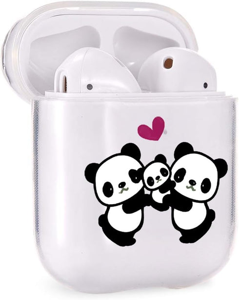 Idocolors Clear Case Compatible with AirPods 2&1, Soft Silicone Shockproof Case Cover with Cute Cartoon Panda Pattern for Girls & Teenages...