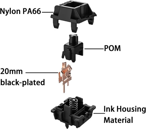 Gateron Oil King v2 Keyboard Switches,Linear Key Switches Compatible 5 Pin 55gf Pre-lubed Black,for MX Mechanical Keyboard(Oil King,10Pcs)...
