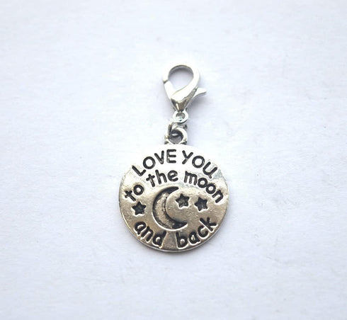 I Love You to The Moon and Back Charm,Charm Dangle,Zipper Pull,Handmade Zipper Pull,Charm, Planner Charm, Charm Bracelet, Purse Charms Backpack Ch...