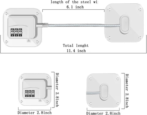 Refrigerator Lock (2 Pack), Heavy Duty Combination Fridge Lock, for Fridge, Cabinets, Window, Drawers and Child Safety Cabinet Lock, Strong Non-Ma...